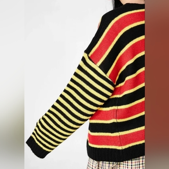 The Ragged Priest Oversized Mixed Stripe Dropped Shoulder Cardigan Size Small - Picture 4 of 9